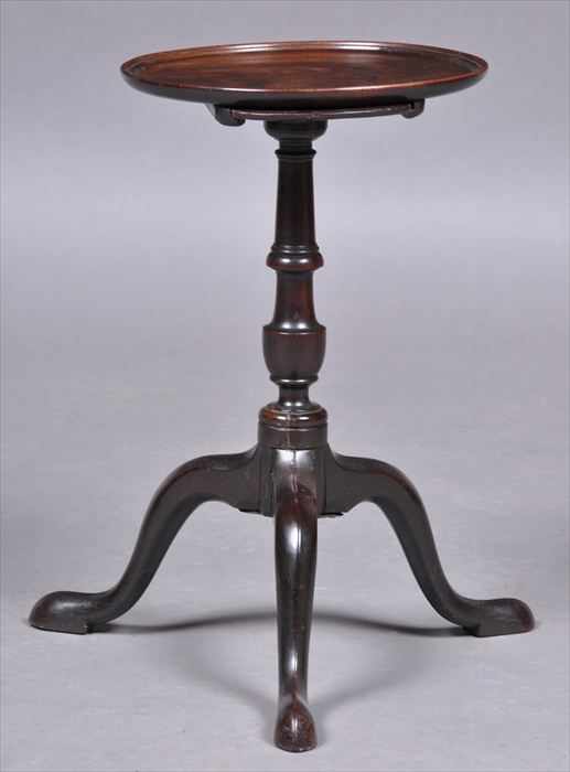 Appraisal: GEORGE II INLAID AND CARVED MAHOGANY KETTLE STAND The dished