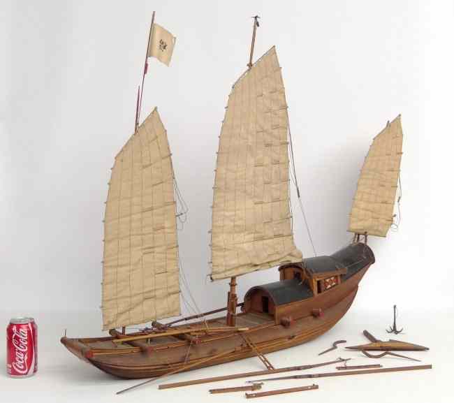 Appraisal: Early Chinese junk boat model '' Length '' Ht