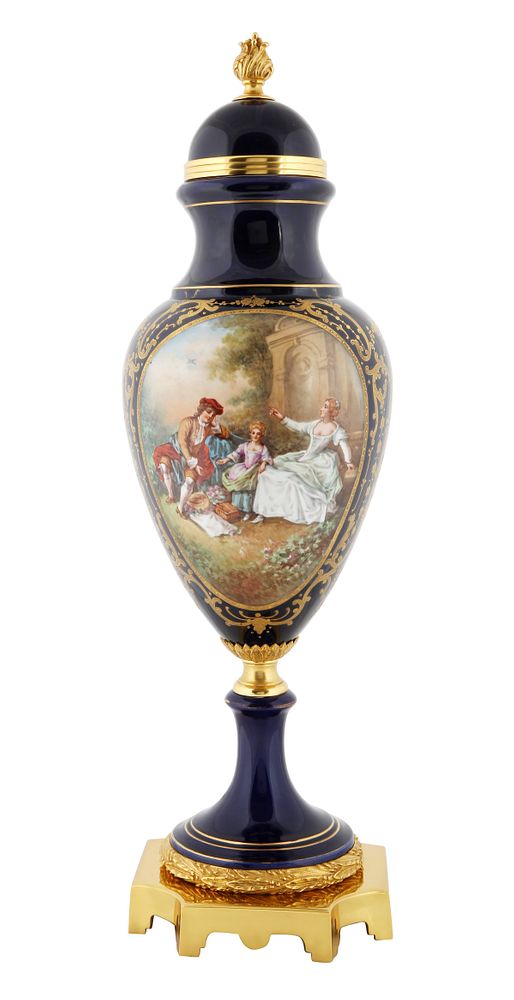 Appraisal: A FRENCH ORMOLU-MOUNTED SEVRES STYLE PORCELAIN VASE LUCA LATE TH-EARLY