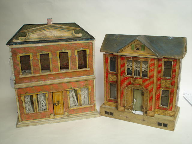 Appraisal: Christian Hacker dolls house German circa With red brick lithographed