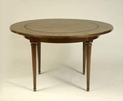 Appraisal: French Art Deco Brass-Mounted Hardwood Table in in diam