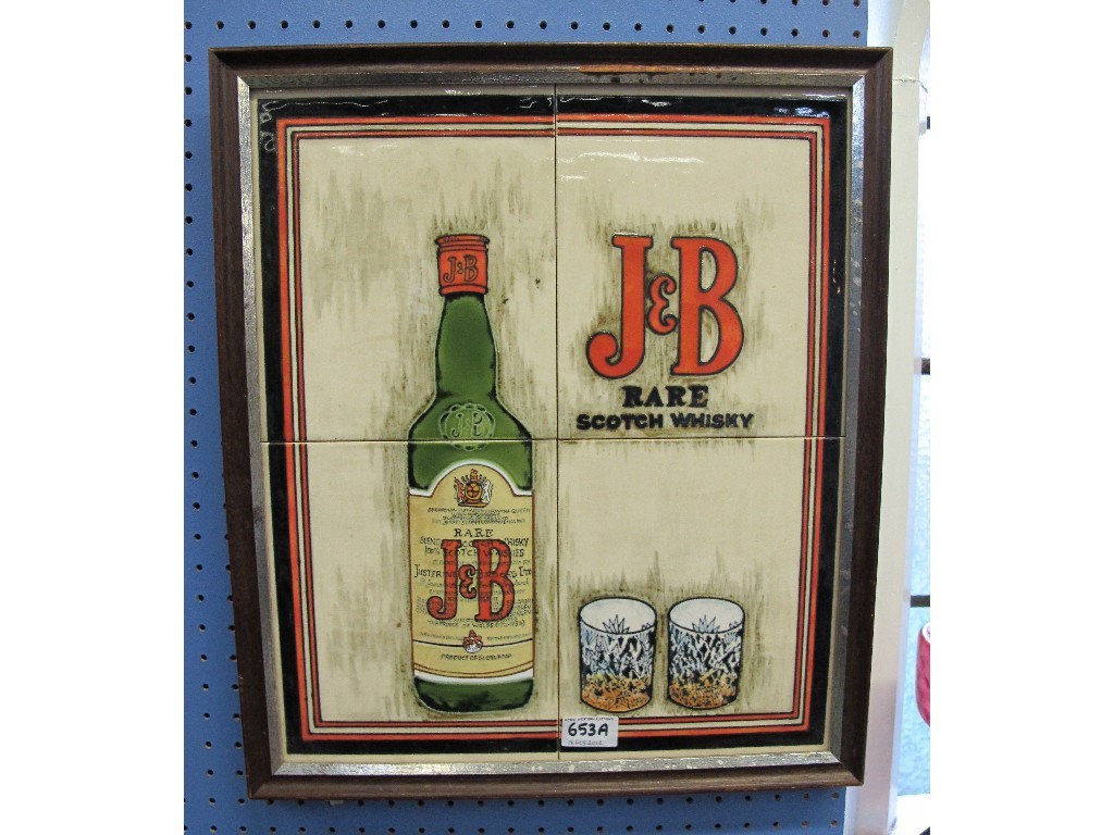 Appraisal: Four framed J B Whisky tiles