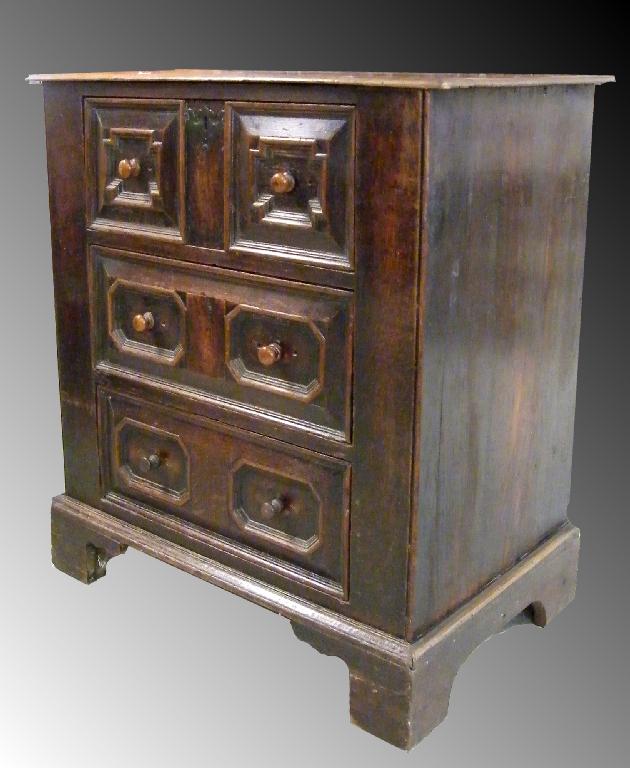 Appraisal: Small antique oak chest with three moulded reeded and recessed