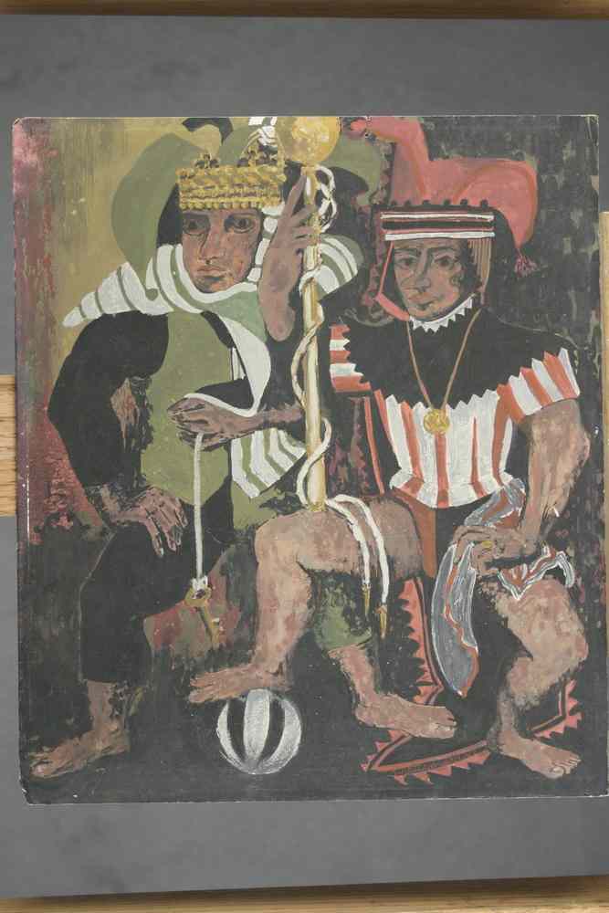 Appraisal: GOUACHE - Gouache on illustration board depicting two court jesters