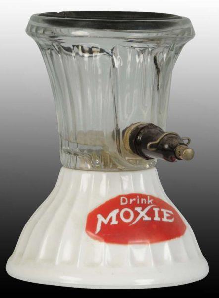 Appraisal: Glass Milk Glass Moxie Gravity Dispenser Base Description s Only