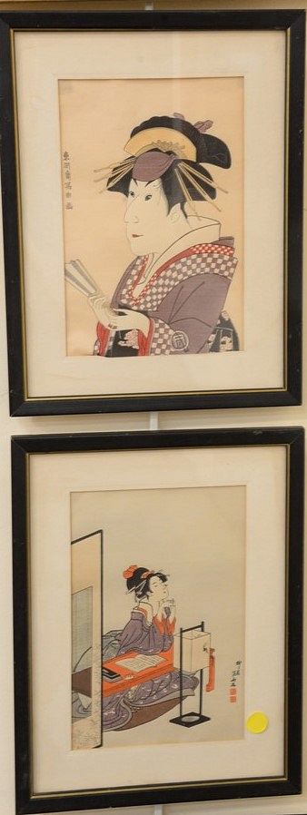 Appraisal: Six framed Japanese woodblock and woodcut Japanese black and white