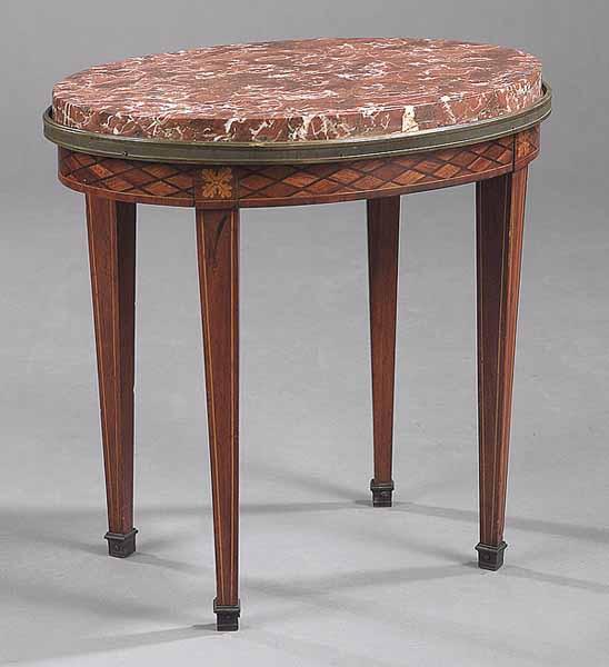 Appraisal: A Louis XVI-Style Mahogany Parquetry Low Table th c the