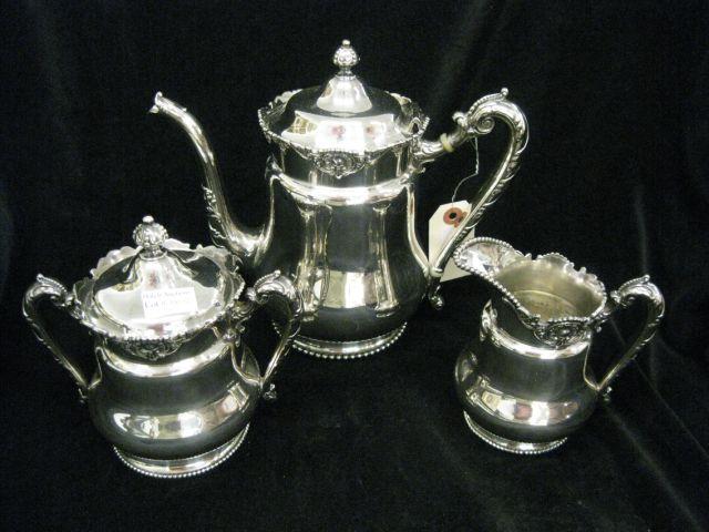 Appraisal: Meridan Victorian Silverplate Tea Set fancy design beaded trim pcs