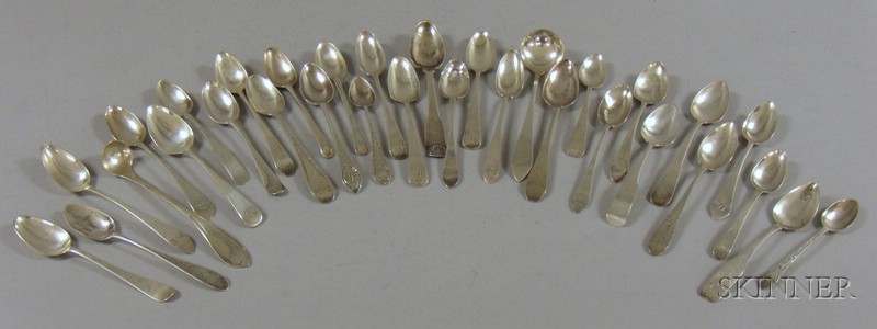 Appraisal: Approximately Thirty-two Coin Spoons and Ladles mostly th and th