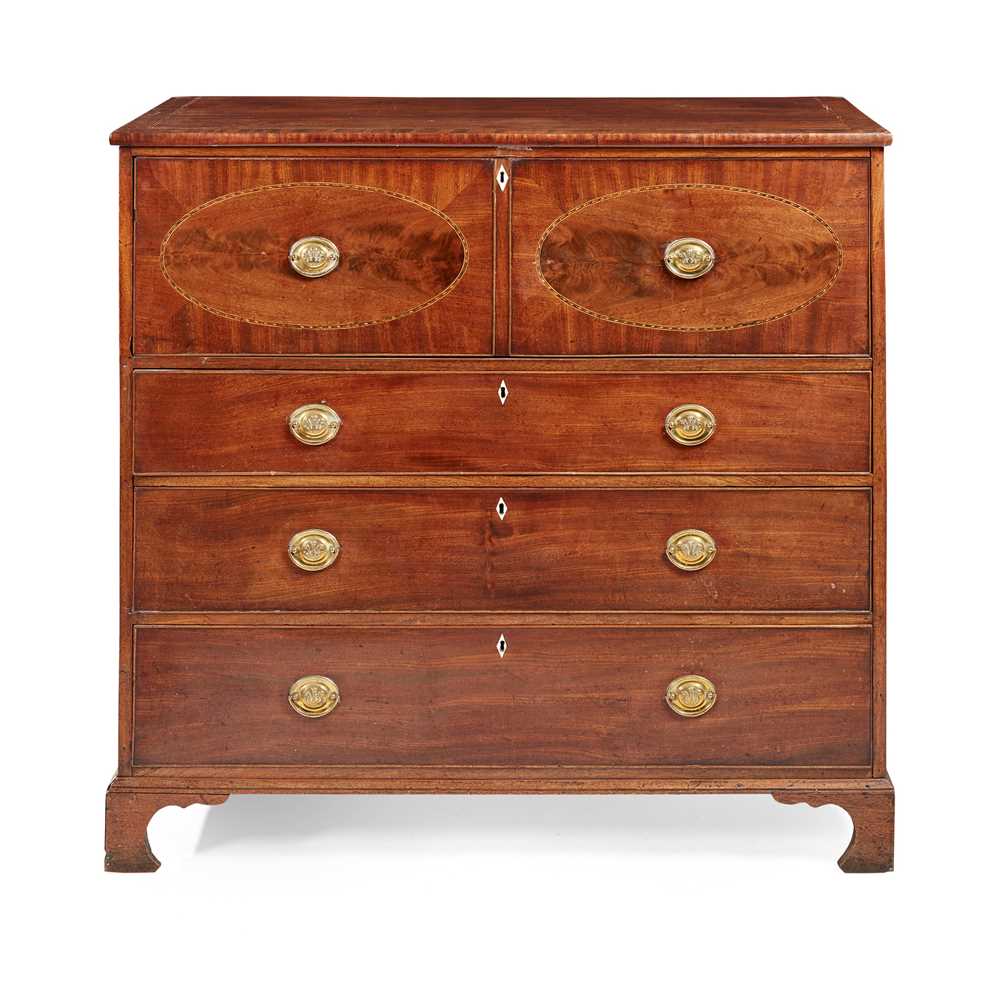 Appraisal: Y GEORGE III MAHOGANY SECRETAIRE CHEST LATE TH CENTURY the