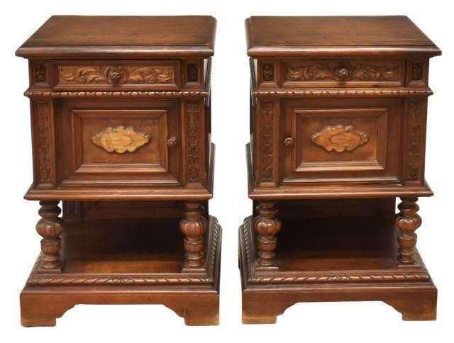 Appraisal: lot of Italian Renaissance Revival walnut nightstands th c each