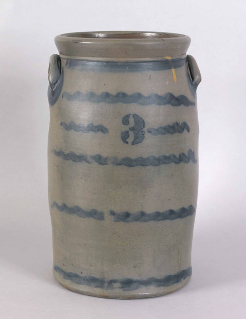 Appraisal: Three gallon stoneware crock th c probably western Pennsylvania with