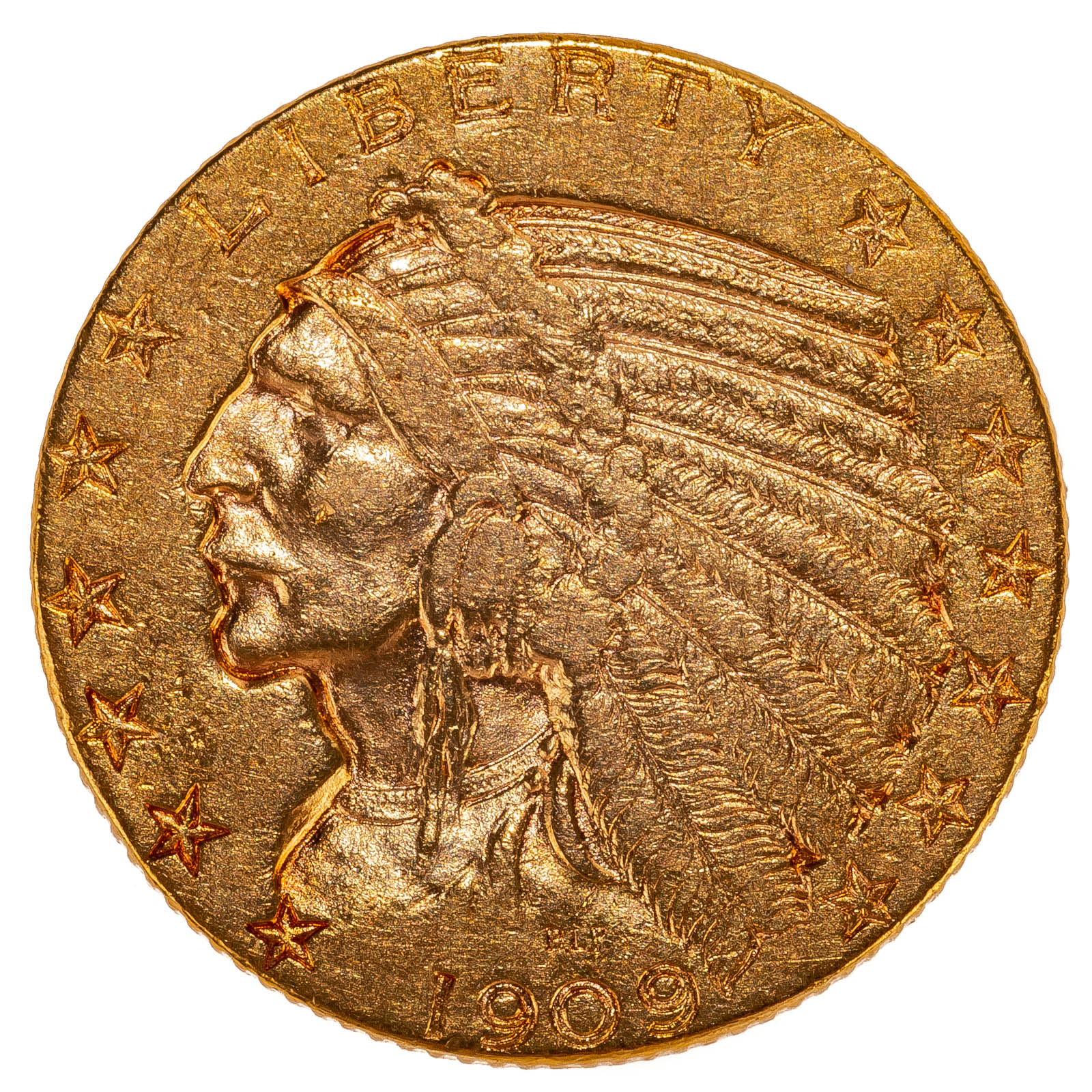 Appraisal: -D INDIAN HALF EAGLE XF