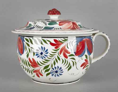 Appraisal: Adams rose chamber pot with profuse floral decoration h