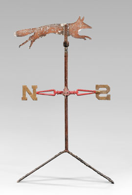 Appraisal: Fox-form sheet iron weathervane in form of running fox on