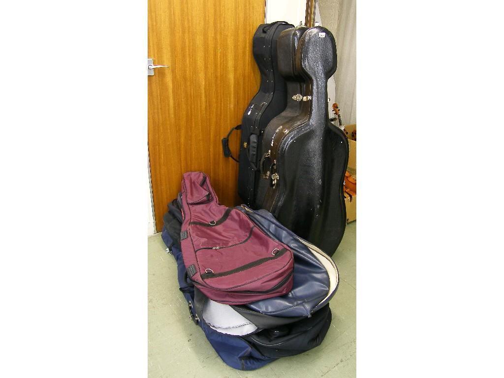 Appraisal: Three violoncello hard cases together with seven violoncello soft cases