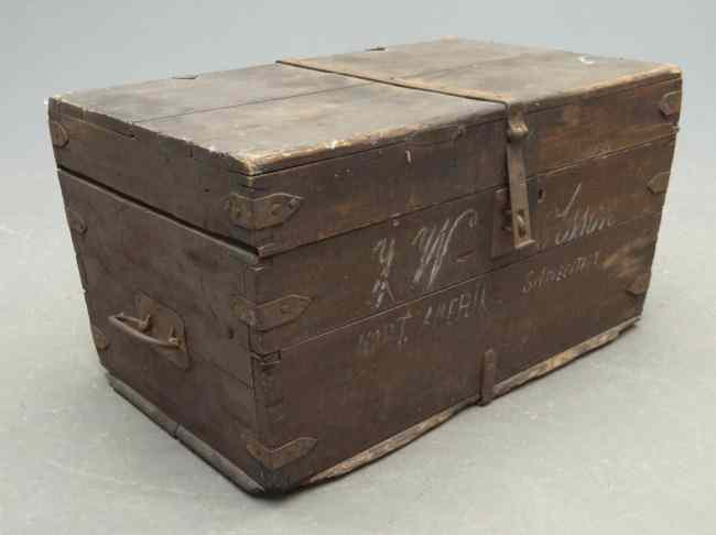 Appraisal: th c seaman's trunk marked illegibly on front ''JW Olsson