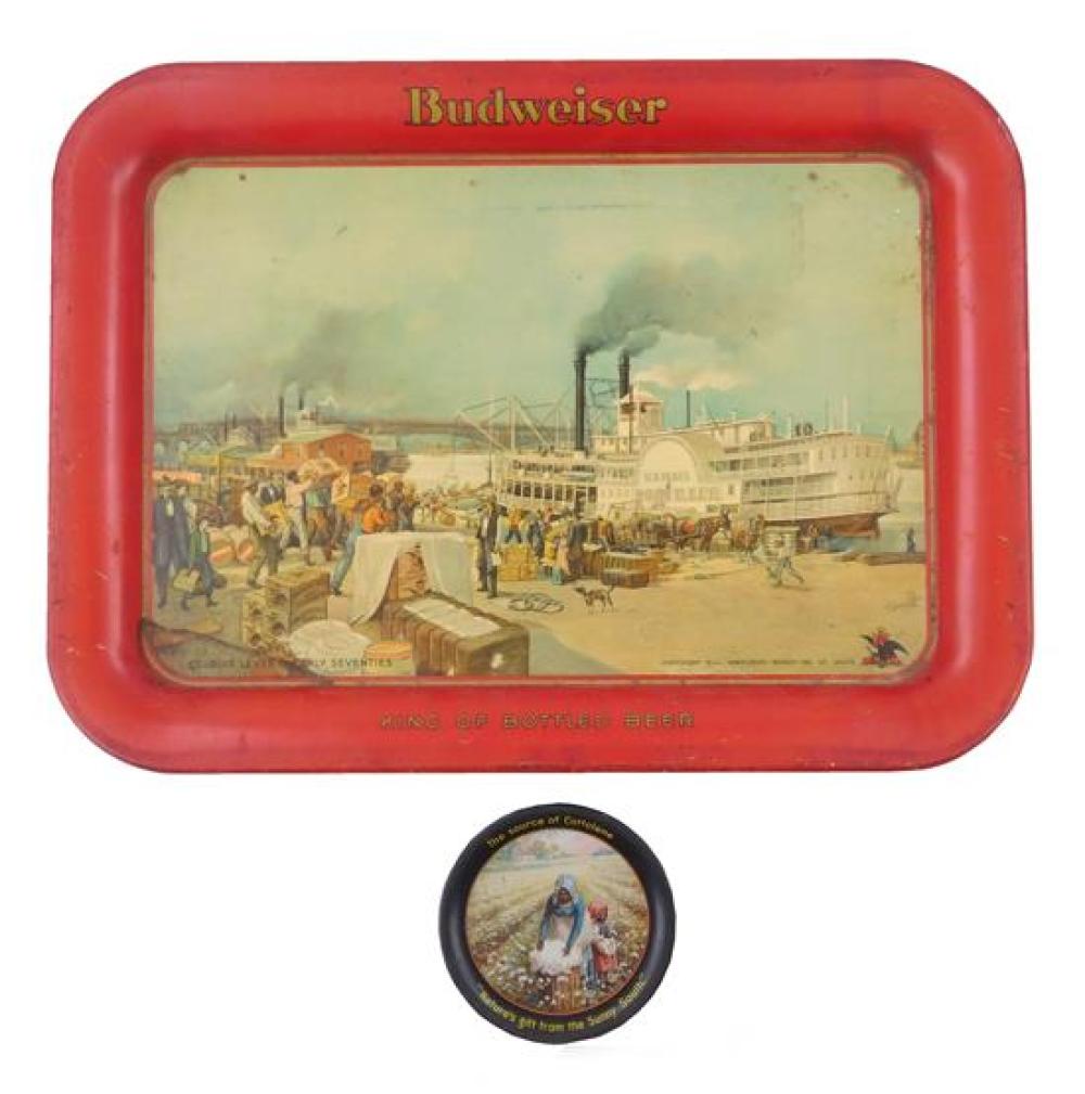 Appraisal: BLACK AMERICANA Two tin trays showing African Americans at work