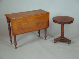 Appraisal: A Regency mahogany occasional table the circular top above leaf