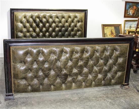 Appraisal: Sale Lot A Tufted Leather Bed SECOND HALF TH CENTURY