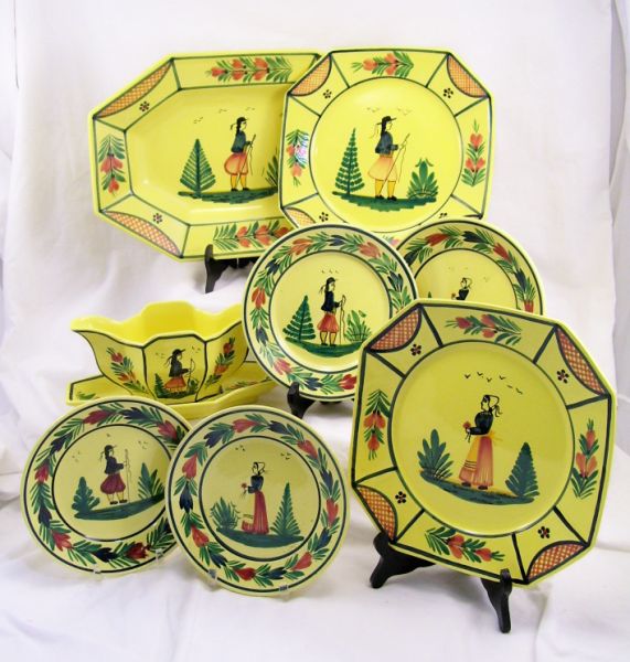 Appraisal: pcs Yellow Quimper Pottery Lot includes - Dinner plates man