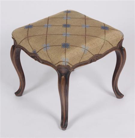 Appraisal: A Victorian mahogany stool the square cushioned seat over a