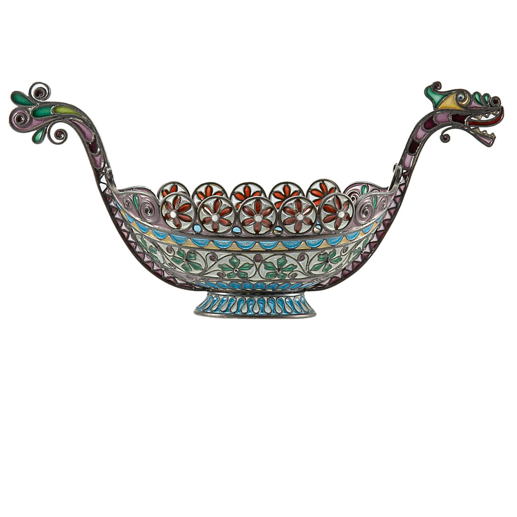 Appraisal: Norwegian Plique-a-Jour Enameled Silver Open Footed Salt Cellar Marius Hammer