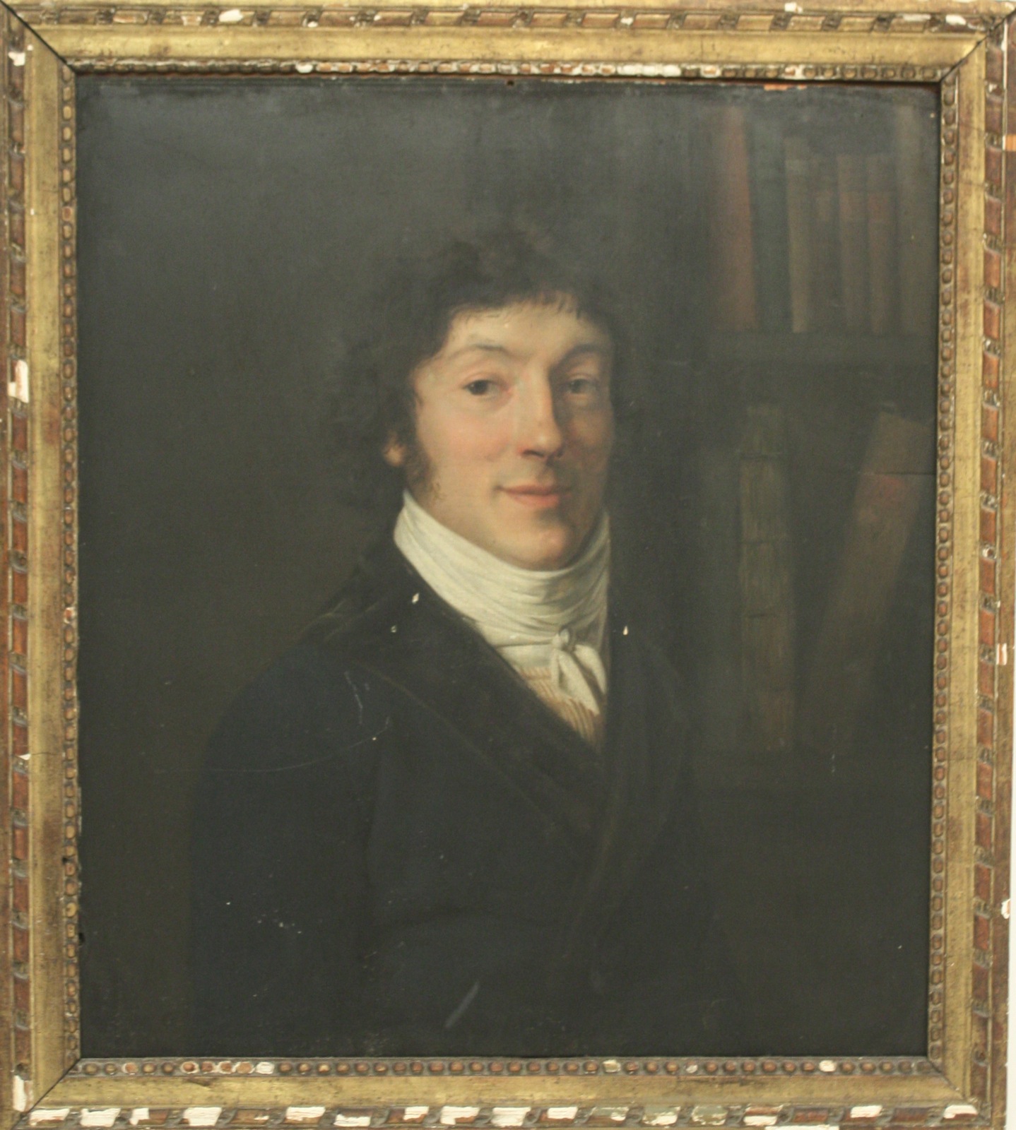 Appraisal: FRAMED PORTRAIT OF A GENTLEMAN th CenturyA well-dressed man with