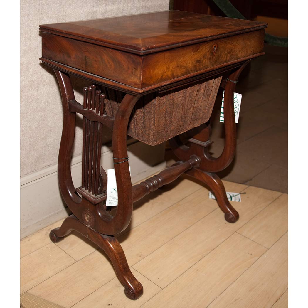 Appraisal: Continental Neoclassical Mahogany Sewing Table Height inches width inches depth