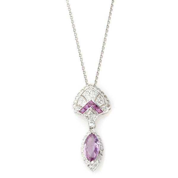 Appraisal: A pink sapphire diamond and k white gold pendant with