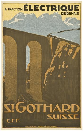 Appraisal: TRIEB Anton - ST GOTHARD Lithograph in colors printed by