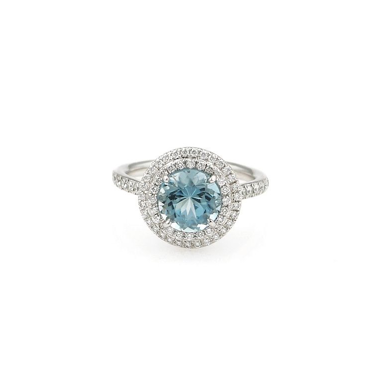 Appraisal: Tiffany Co Plat Soleste Aquamarine Diamond Ring Tiffany Co Soleste