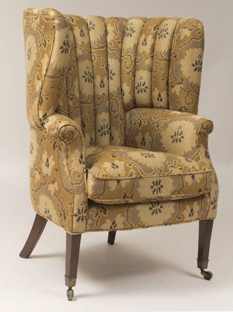 Appraisal: Regency Style Mahogany Barrel-Back Armchair x x in Estimate -