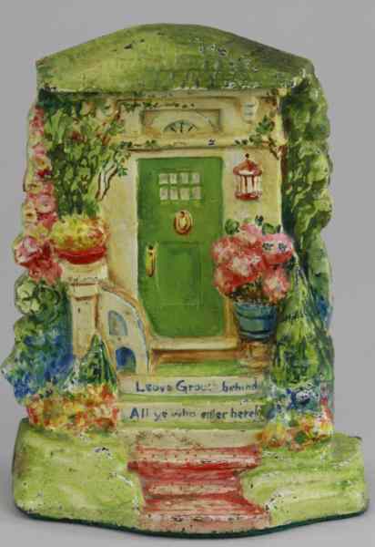 Appraisal: COTTAGE DOORWAY W FLOWERS DOORSTOP Beautiful welcoming doorway w stone