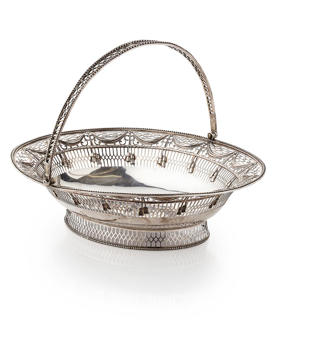 Appraisal: A George III swing handled fruit basket BM London of