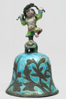 Appraisal: Chinese Export Enamel Bell th century depicting a dancing figure