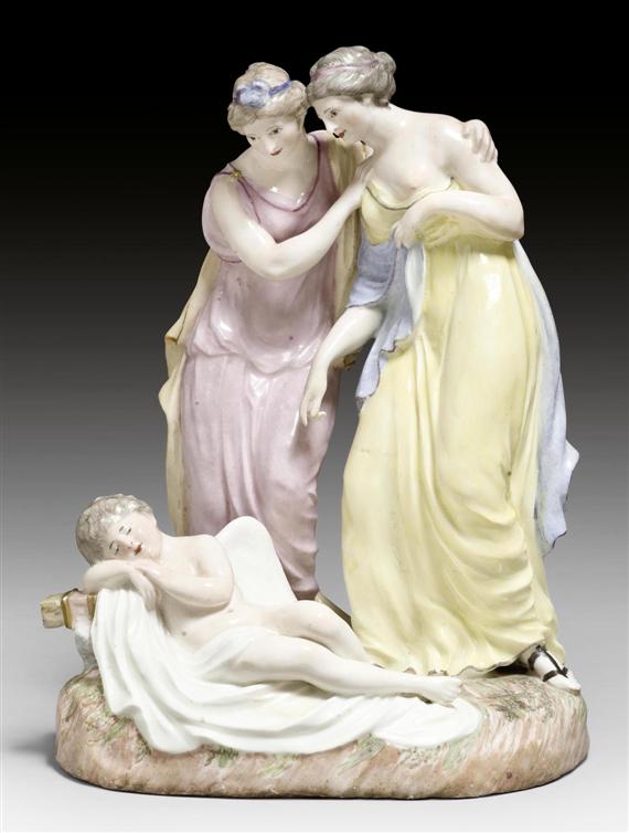 Appraisal: SLEEPING CUPID WITH TWO GRACES ZURICH MODEL CIRCA - Form