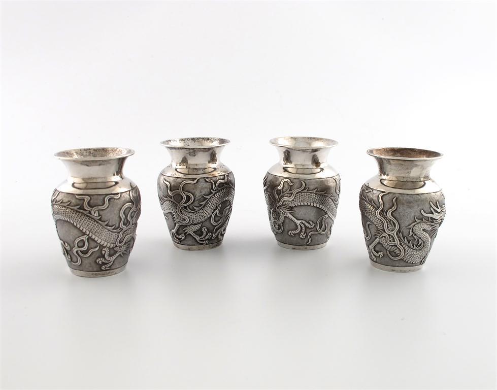 Appraisal: A set of four Chinese silver vases