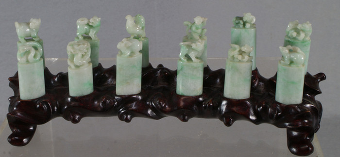 Appraisal: Chinese carved hardstone jade The Signs of the Chinese Zodiac