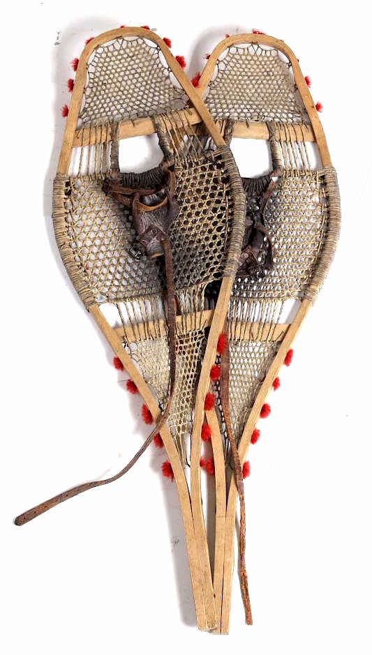 Appraisal: Rare Ojibwa Rawhide Snowshoes Circa Early 's Offered in this