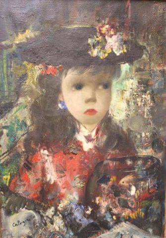 Appraisal: CALOGERO Jean Oil on Canvas of a Girl in a