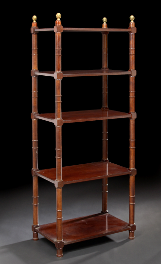 Appraisal: Regency-Style Mahogany Tiered Shelf fitted with five rectangular shelves supported