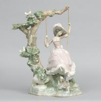 Appraisal: Lladro Victorian Girl on Swing G Sculptor Salvador Debon Issued