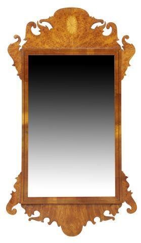 Appraisal: Chippendale style burlwood wall mirror th c having shaped frame