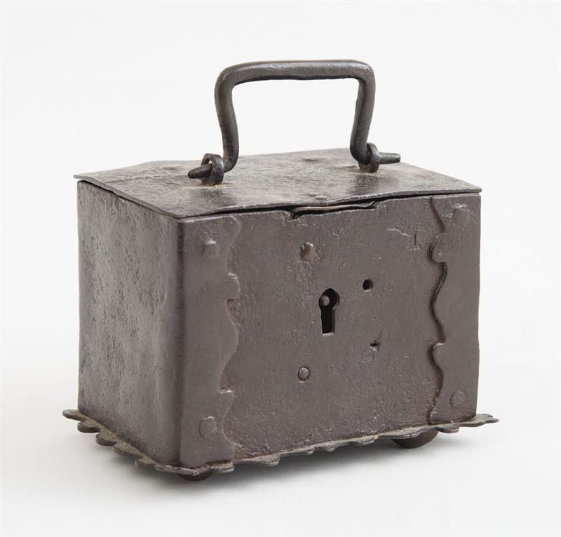 Appraisal: CONTINENTAL IRON MINIATURE STRONG BOX x x in Note Could