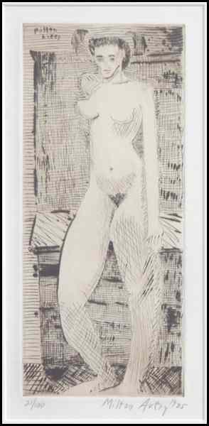 Appraisal: MILTON AVERY AMERICAN - YOUNG GIRL NUDE Drypoint printed in