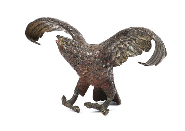 Appraisal: AN AUSTRIAN COLD PAINTED BRONZE FIGURE of an eagle with