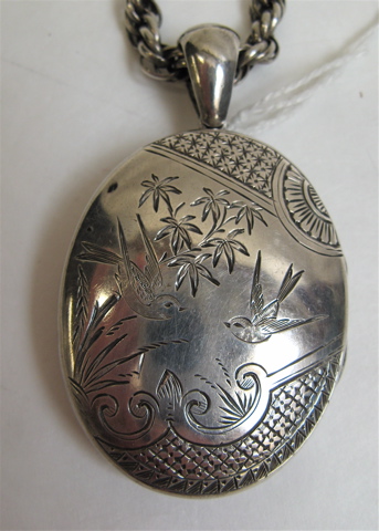 Appraisal: ENGLISH STERLING SILVER LOCKET AND SILVER CHAIN pieces The Victorian