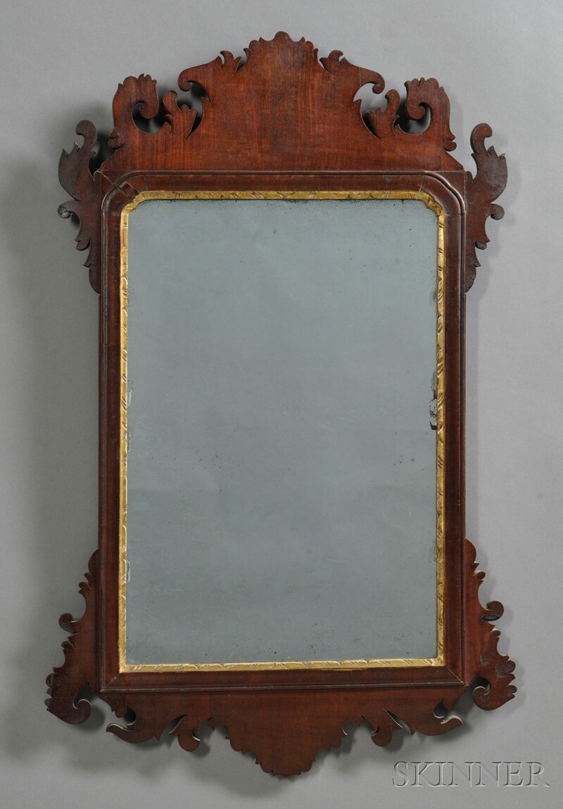 Appraisal: Chippendale Walnut and Gilt-gesso Mirror New England late th century