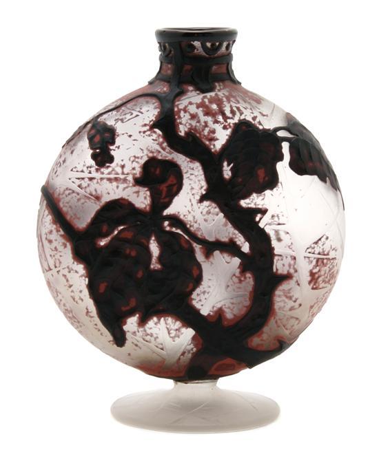 Appraisal: A Daum Cameo Glass Flask Form Bottle decorated with berries